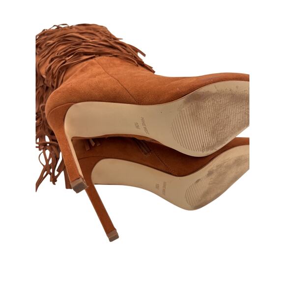 Nine West Tasels High Heel Western Boots Pointed Toe Stiletto Fringe Size 10 M - Picture 6 of 8